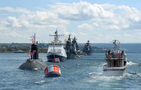 Ships, parade, Sevastopol, Navy day
