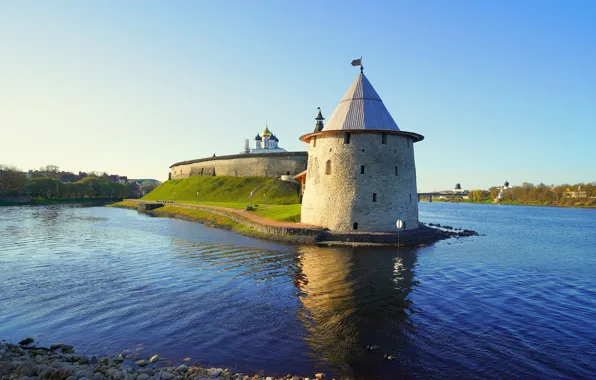 Picture landscape, the city, river, wall, tower, hill, temple, The Kremlin