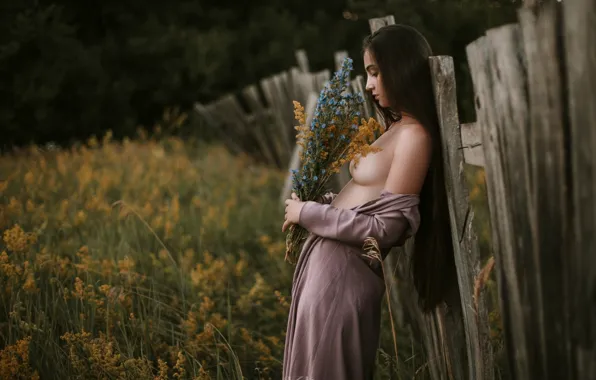 CHEST, HAIR, FLOWERS, BOUQUET, The FENCE