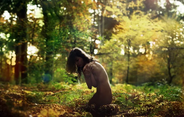 Forest, girl, nature