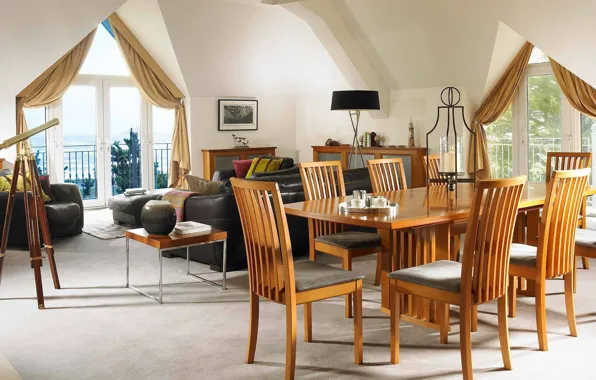 Interior, living room, cozy, dining room