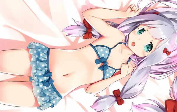 Girl, long hair, anime, beautiful, twintails, pretty, swimsuit, bikini