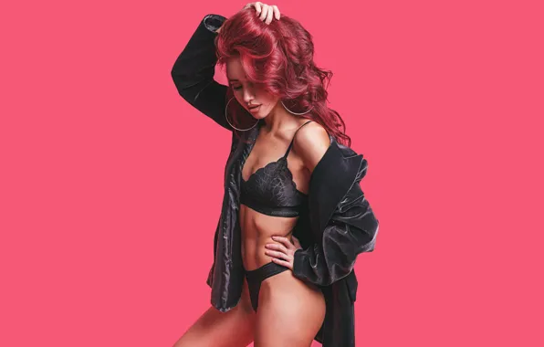 Girl, pose, background, model, panties, makeup, figure, hairstyle