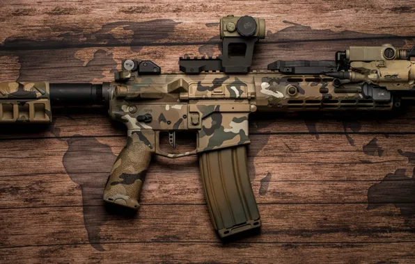 Picture background, American, AR-15, a semi-automatic rifle