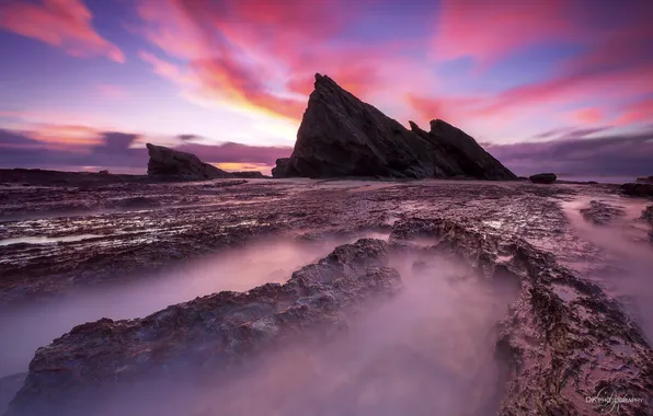Sea, rocks, dawn, coast