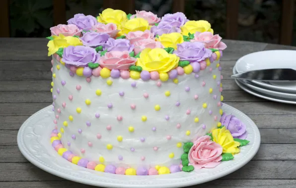 Food, cake, cream, dessert, sweet, decoration rose