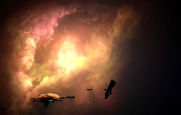 Space, nebula, the game, ships, station, Homeworld, drone, Jade Taggart