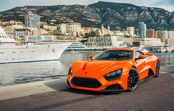 Picture supercar, ST1, Zenvo, orange, Monaco