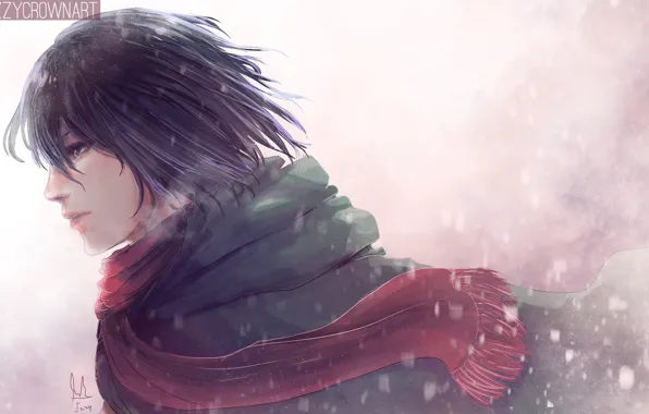 Girl, scarf, Shingeki No Kyojin, Mikasa Ackerman