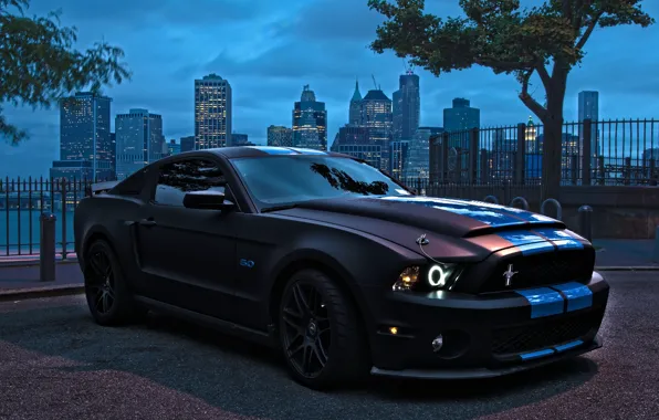 Black, ford mustang, tuning