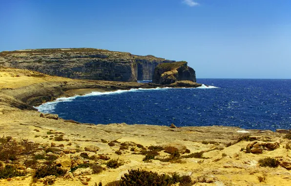 Sea, the sky, rocks, Malta, Gozo