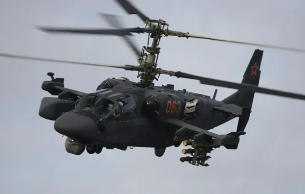 Flight, helicopter, Russian, Ka-52, shock, "Alligator"