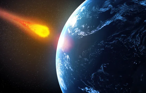 Picture planet, destruction, meteorite future impact