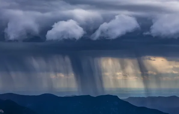 Picture the sky, mountains, rain, obloka