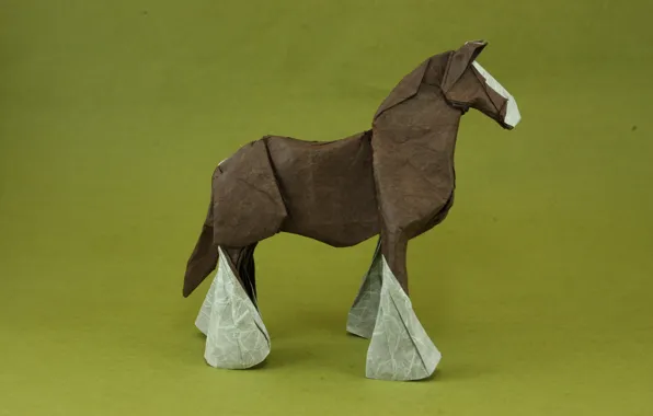 Green, green, horse, origami, power, horse, power, origami