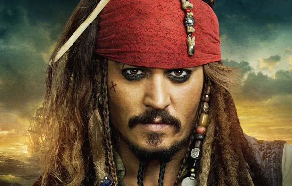 Picture pirates of the Caribbean, Jack Sparrow, johnny Depp, on stranger tides
