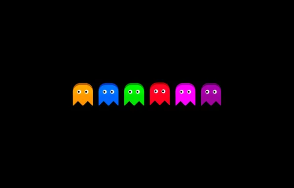Picture style, game, Wallpaper, minimalism, monsters, black background, widescreen, nostalgia