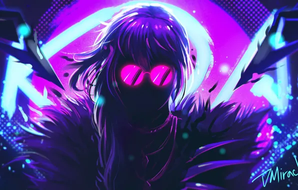 Figure, Neon, Glasses, Style, Art, Art, Style, Fiction