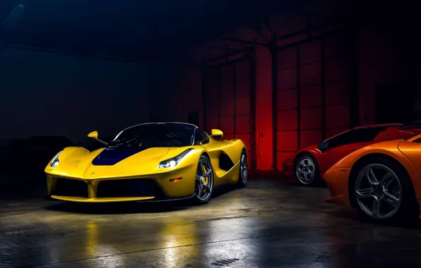 Picture Light, Ferrari, Cool, Front, Color, Yellow, Supercar, Garage