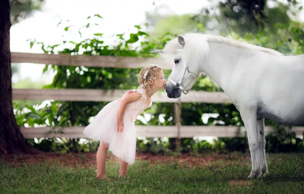Horse, kiss, unicorn, girl