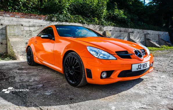 Picture Mercedes, Orange, AMG, Silver, SLK, wrap