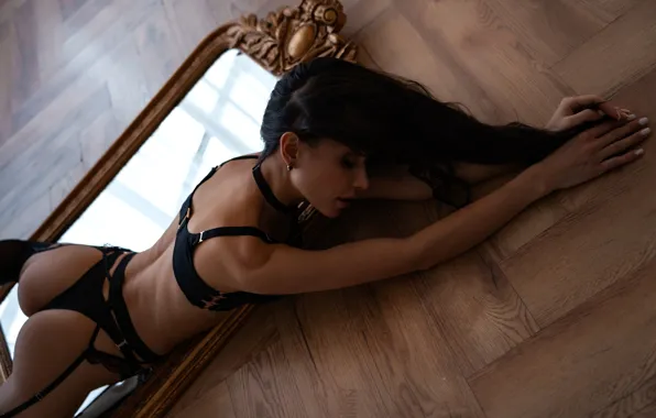 Ass, sexy, pose, model, panties, makeup, figure, mirror