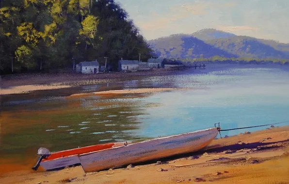 River, figure, boats, art, artsaus, patonga creek