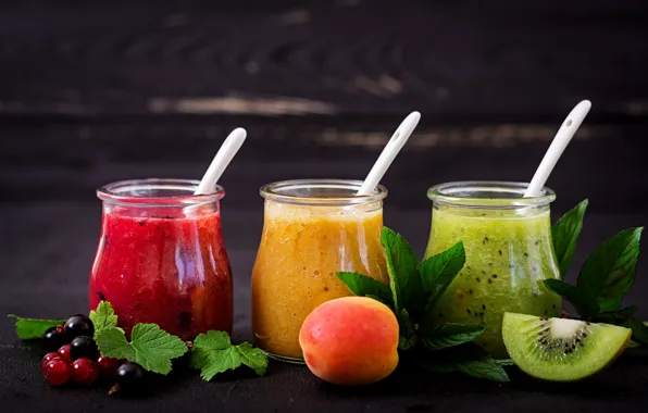 Berries, Breakfast, jars, fruit, spoon, smoothies, Timolina
