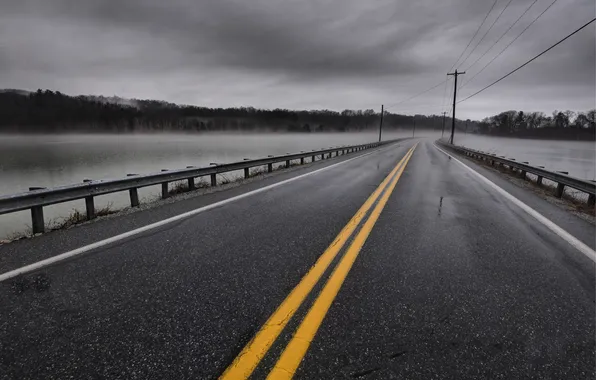 Road, asphalt, the darkness