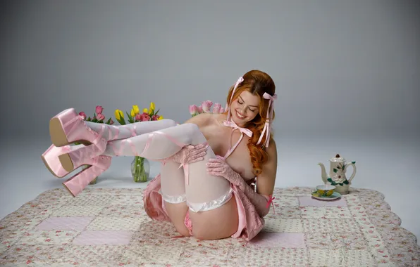 Ass, chest, stockings, playboy, doll, shoes, red, legs