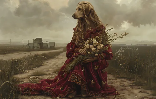 Fantasy, dog, picture, fantasy, history, mythology, imitation painting, AI art