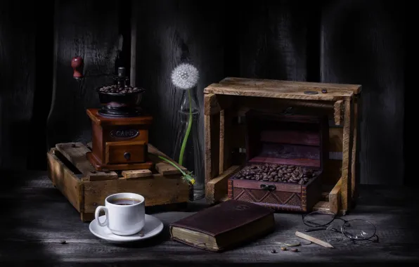 Coffee, still life, coffee grinder