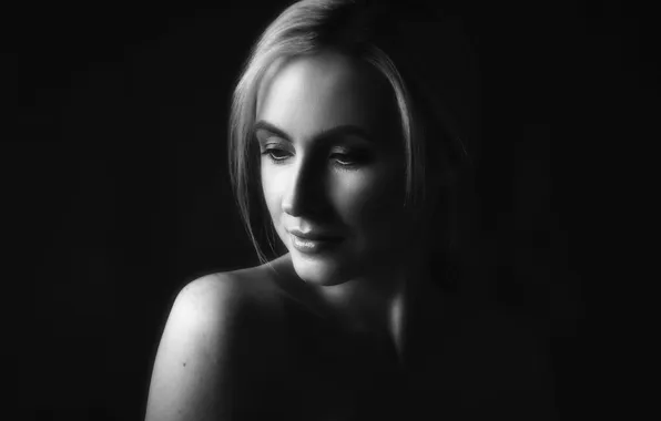 Black and white, portrait of a girl, Rashid Usmanov
