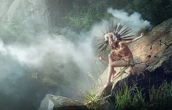 Girl, background, Asian