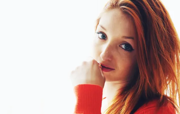 Girl, Look, Lips, Face, Eyes, Red, Beauty, Sexy
