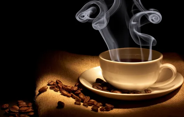 Coffee, couples, Cup, burlap, aroma, grain