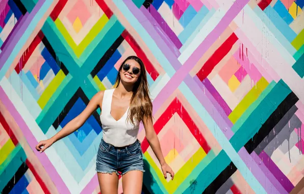 Face, smile, background, model, hair, shorts, figure, beauty