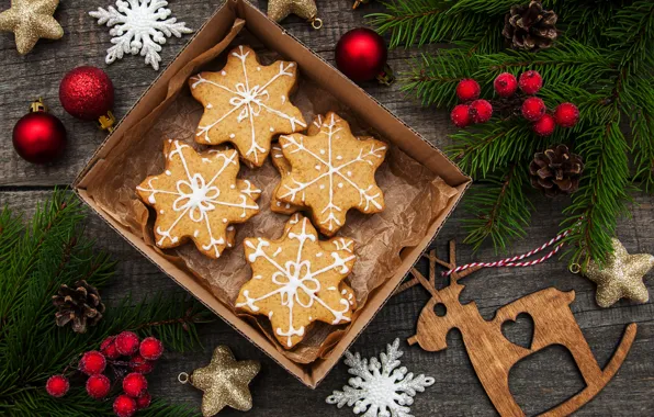 Decoration, New Year, Christmas, christmas, wood, merry, cookies, decoration