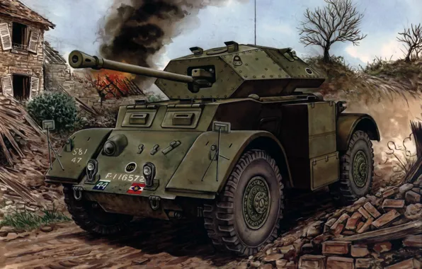 Picture art, Chevrolet, USA, 4x4, armored car, average, WW2., UK