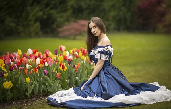 Picture girl, flowers, spring