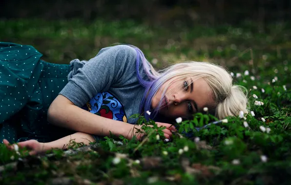 Wallpaper grass, dreams, flowers, blonde, grass, flowers, blonde ...