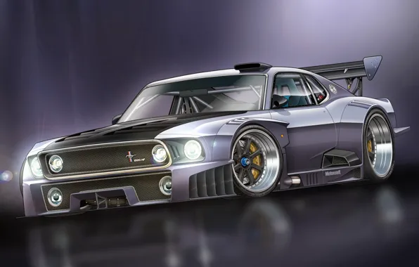 Mustang, Ford, Mustang, art, GT-R, Ford, race car, 1000 HP