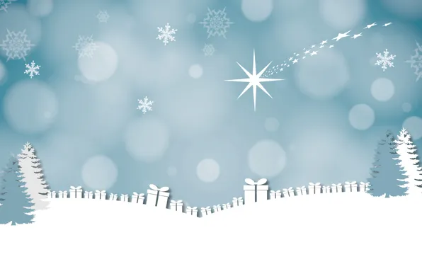 Winter, the sky, stars, snow, snowflakes, star, texture, comet