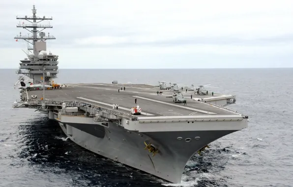 Picture Aircraft Carrier, USS Ronald Reagan, MH-60S Sea Hawk helicopter