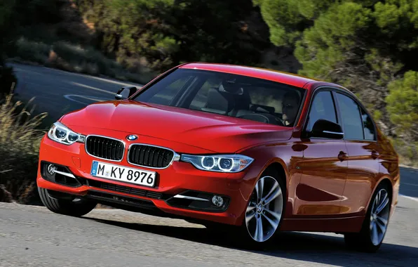 Red, lights, bmw, BMW, sedan, 335i, the front, sedan