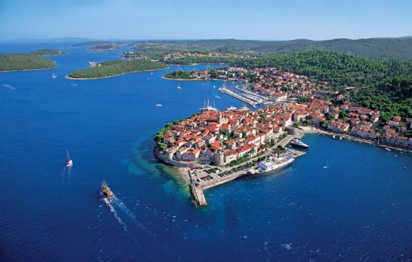 Sea, Islands, the city, top, Croatia, Adriatica, Croatia, Korcula