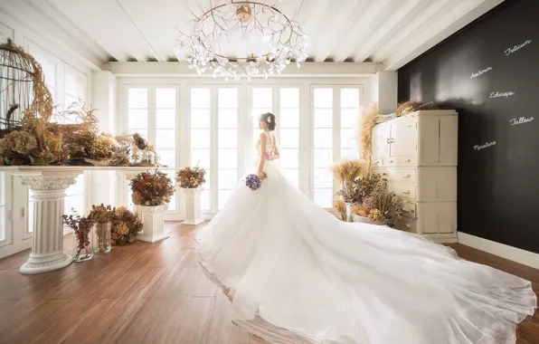 Wallpaper the bride, dress, holiday, hairstyle, girl