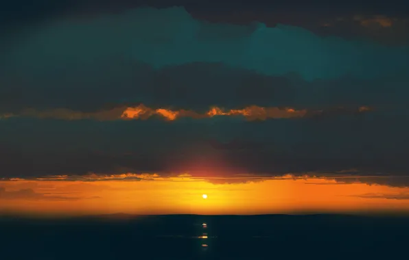 Sea, the sky, clouds, figure, sun - sun, gracile @gracile_jp