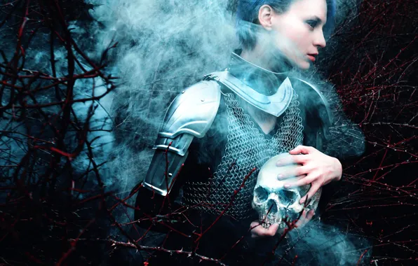 Picture girl, skull, armor, Kindra Nikole, Fox Chalker