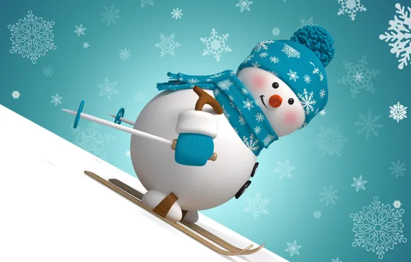 New year, Christmas, winter, snow, snowman